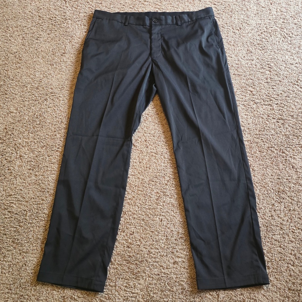 Nike Dri-FIT Mens Golf Pants‎ 38x30 Black Flat Front Performance Chino Trousers